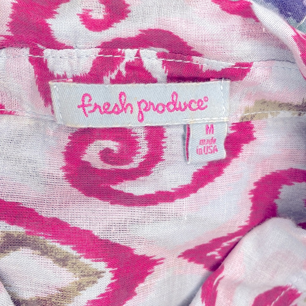✨🍓Anthropologie Fresh Produce vintage ikat button down L/S  w Mother of Pearl